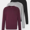 Pier One3 PACK - Sweatshirt - Bordeaux/black/grey