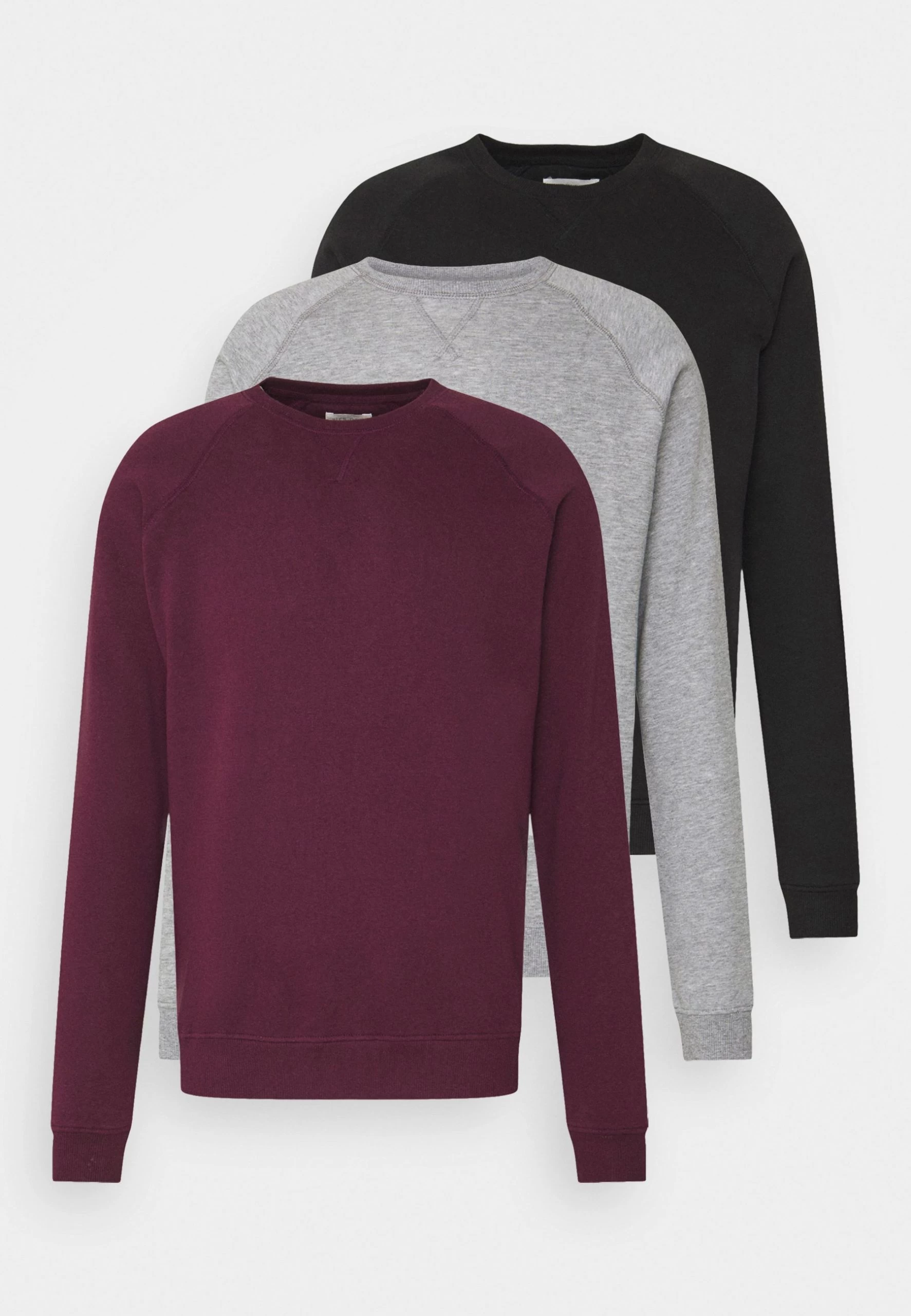 Pier One3 PACK - Sweatshirt - Bordeaux/black/grey 1 Pier One3 PACK - Sweatshirt - Bordeaux/black/grey