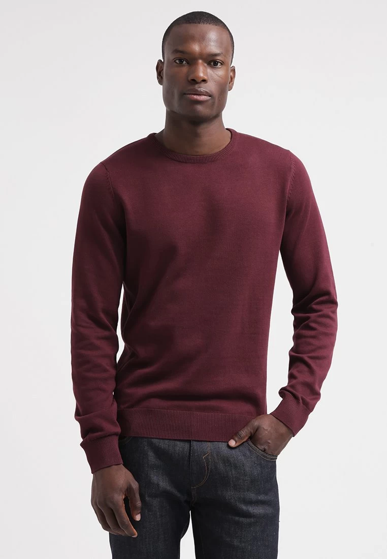 Pier OneBASIC CREWNECK - Stickad Tröja - Bordeaux 1 Pier OneBASIC CREWNECK - Stickad Tröja - Bordeaux